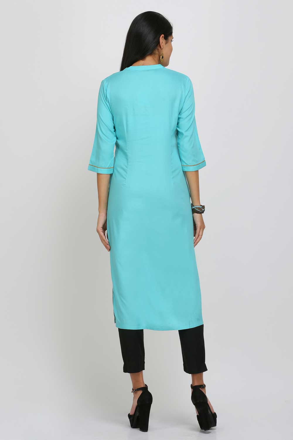 Aqua Blue Printed kurta