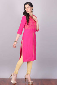 Pink Printed Mandarin Neck kurta