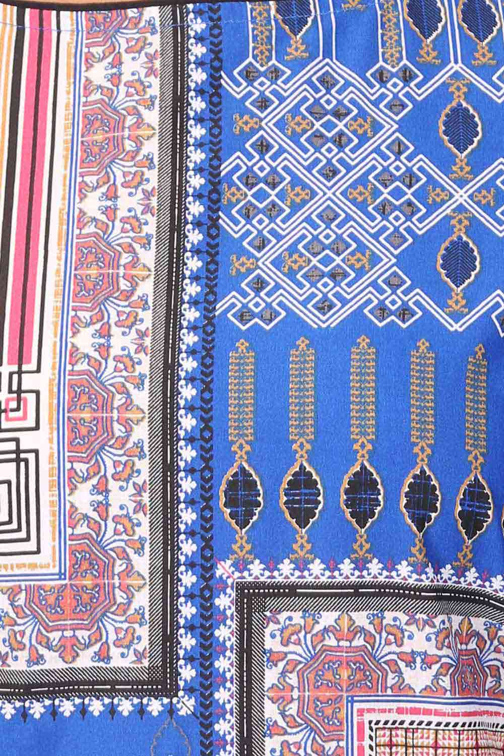 Blue Printed Round Neck kurta