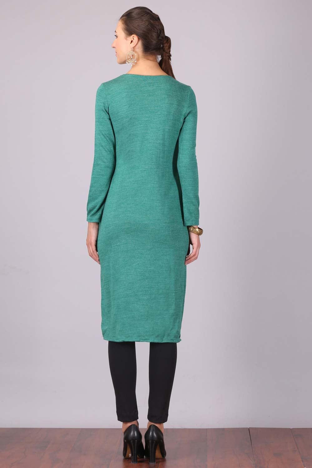 Green Round Neck Winter kurta