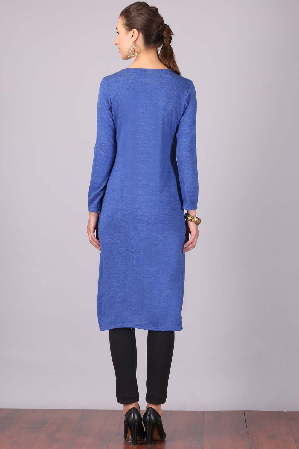 Blue Round Neck Winter kurta