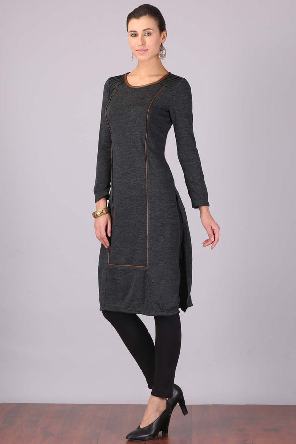 Black Round Neck Winter kurta
