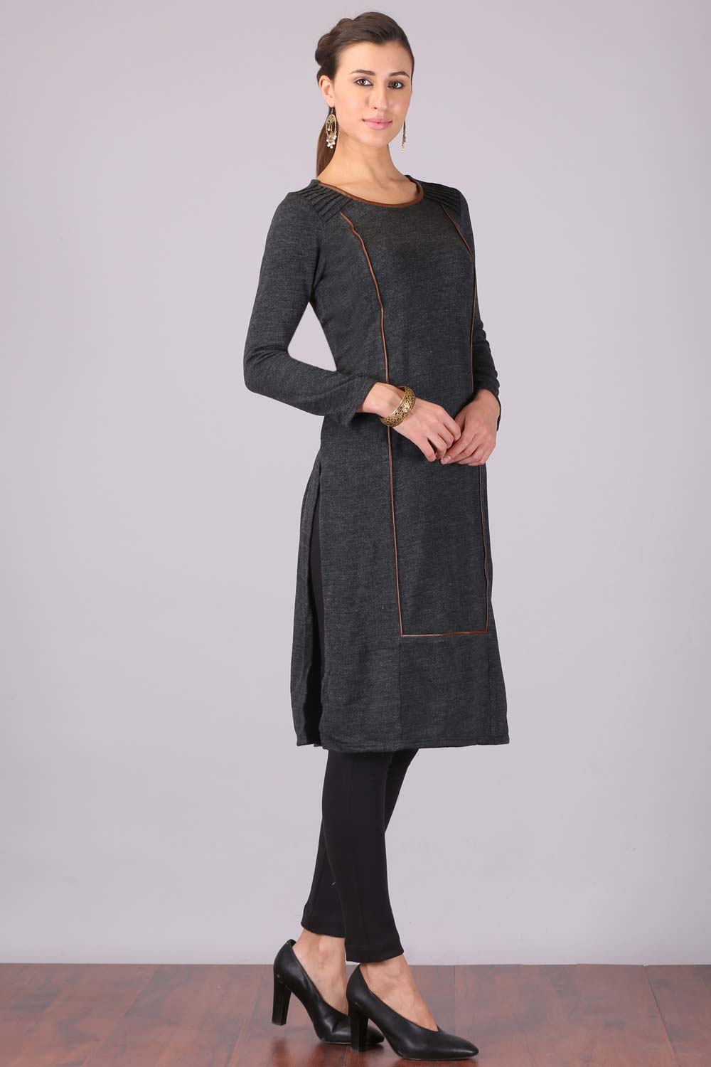 Black Round Neck Winter kurta