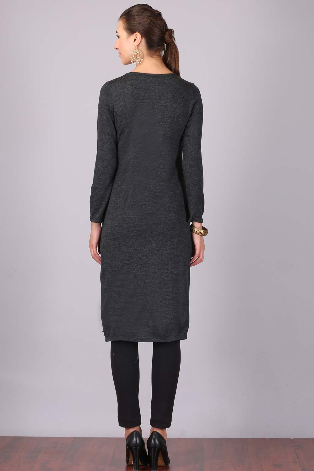 Black Round Neck Winter kurta