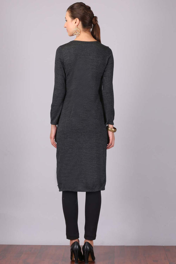Black Round Neck Winter kurta