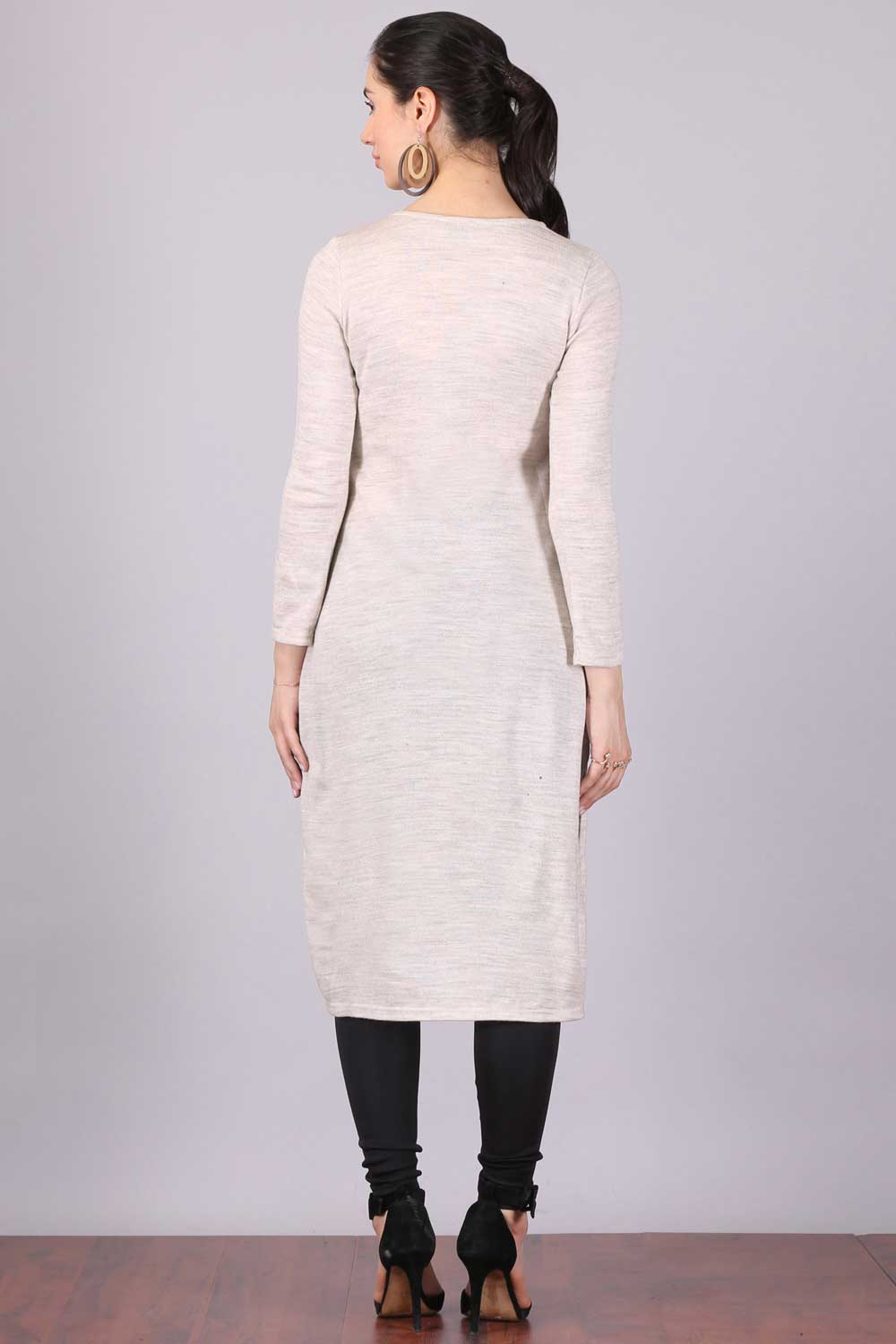 Off-White Round Neck Winter kurta