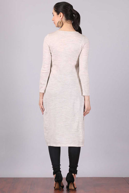 Off-White Round Neck Winter kurta