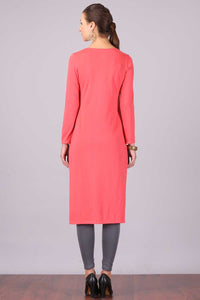 Pink Round Neck Winter kurta
