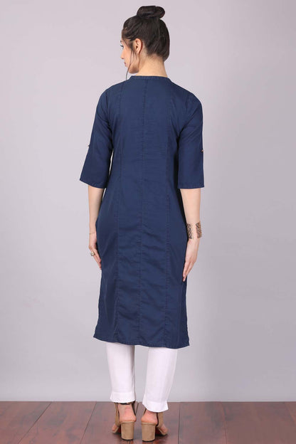 Blue Mandarin Neck Denim kurta