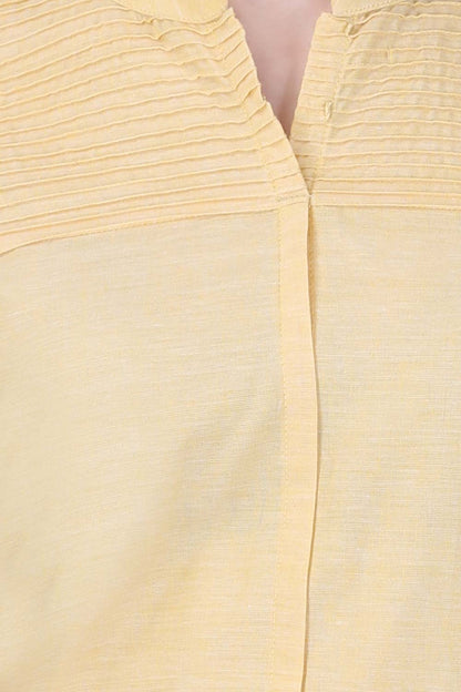 Yellow Mandarin Neck Khadi kurta