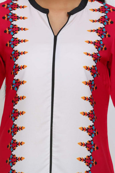 Pink & White Printed Mandarin Neck kurta