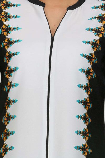 Black & White Printed Mandarin Neck kurta
