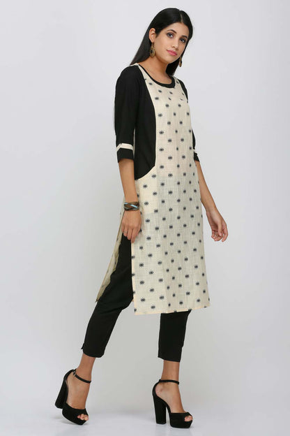 White &amp; Black Printed kurta