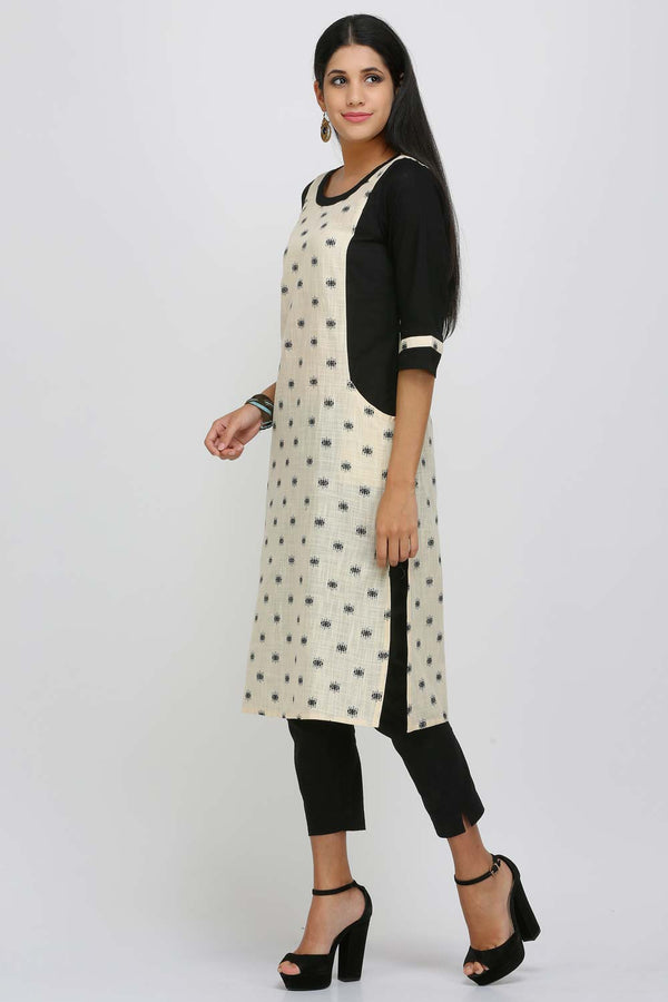 White & Black Printed kurta