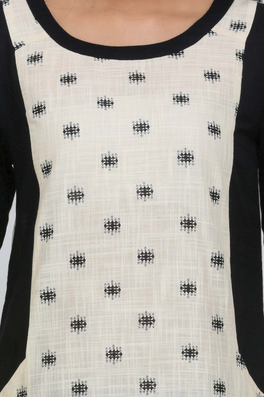 White &amp; Black Printed kurta