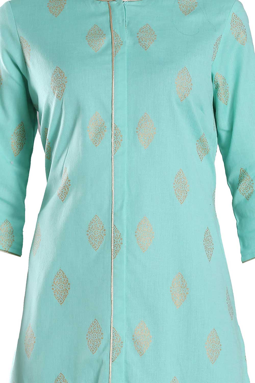 Blue Printed Mandarin Neck kurta