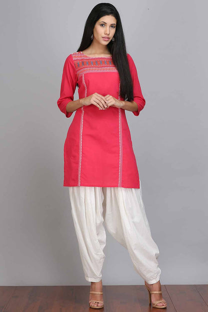 Pink Printed 3/4 Sleeve kurta