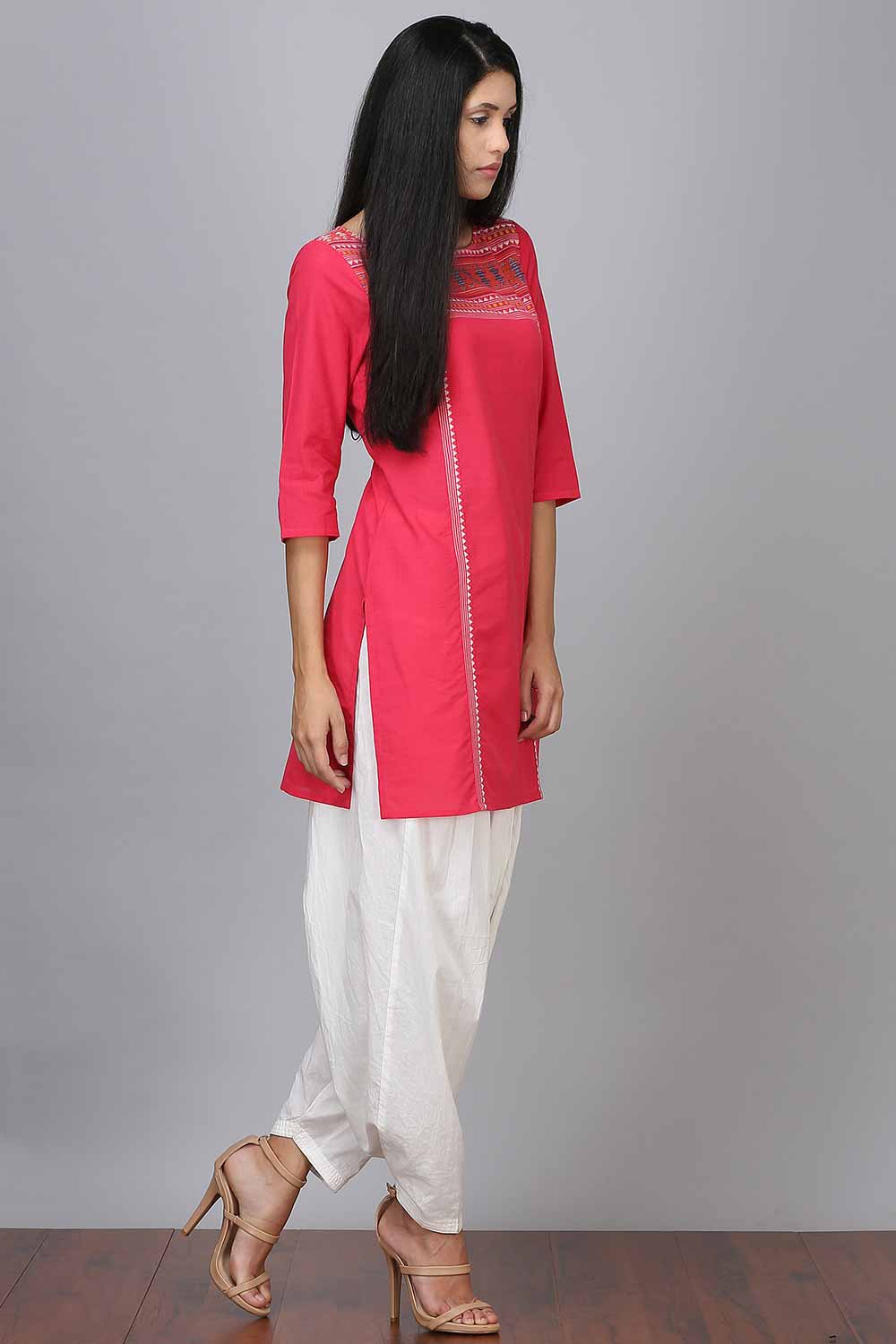 Pink Printed 3/4 Sleeve kurta