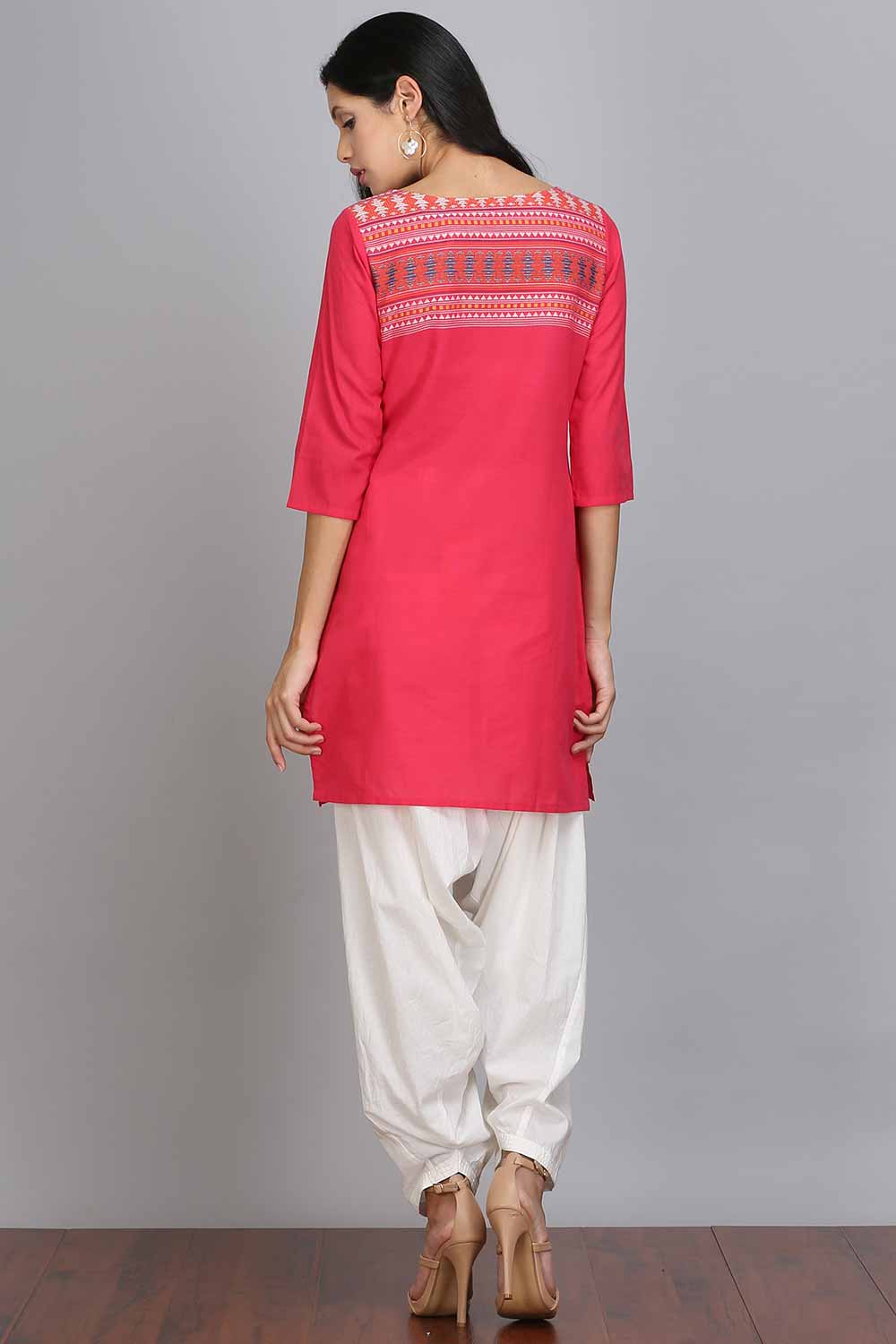 Pink Printed 3/4 Sleeve kurta