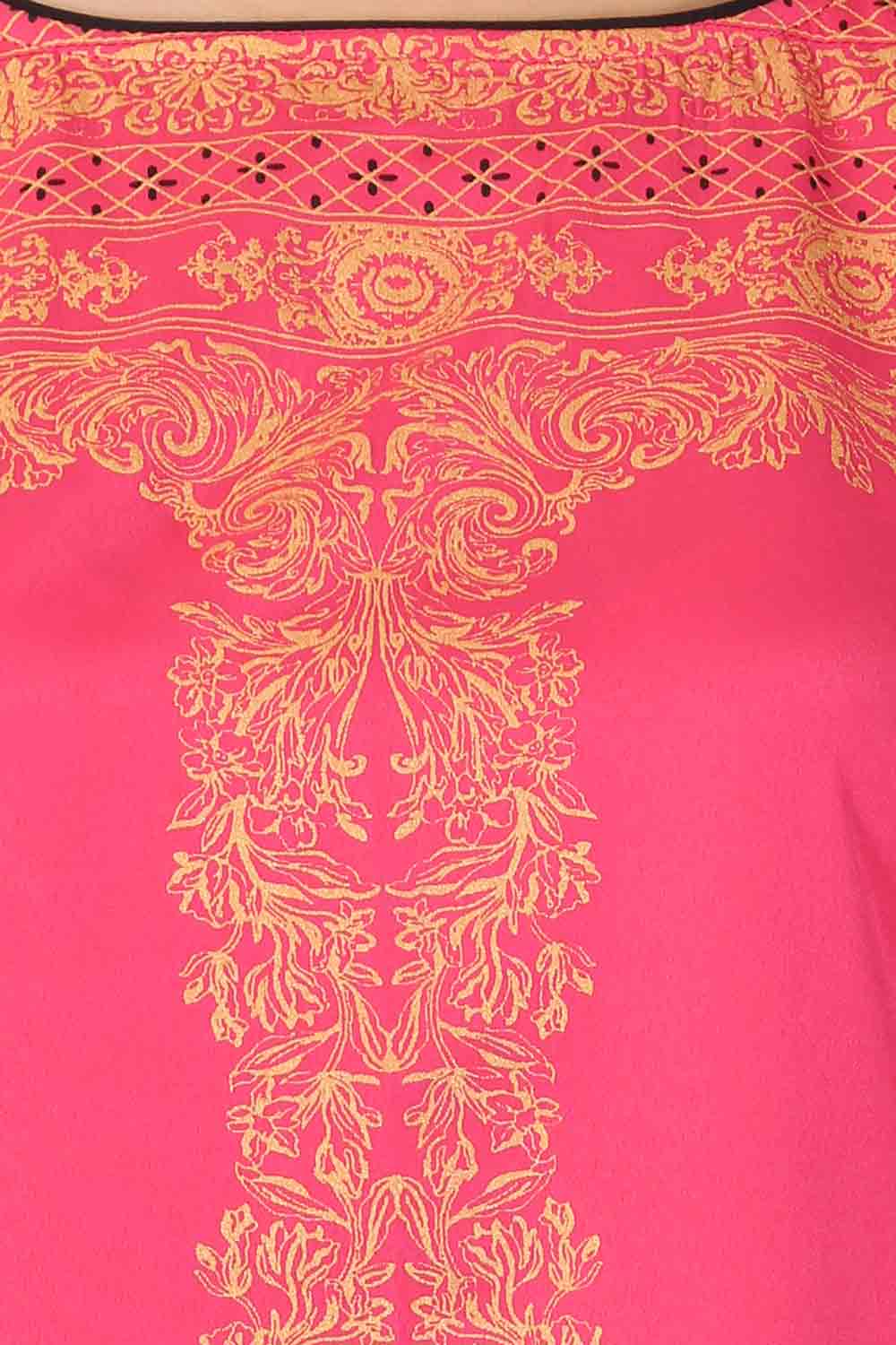Pink Square Neck Printed kurta