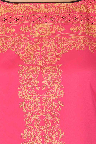 Pink Square Neck Printed kurta