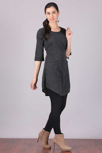 Black Round Neck Denim kurta
