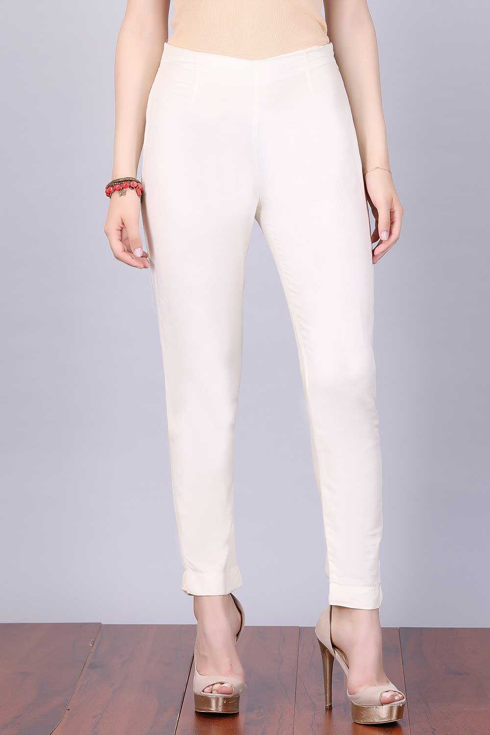 White Slim Fit Trousers