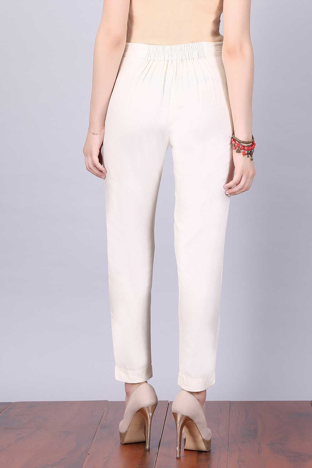 White Slim Fit Trousers