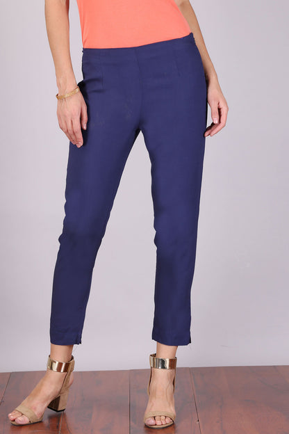 Navy Blue Slim Fit Trousers