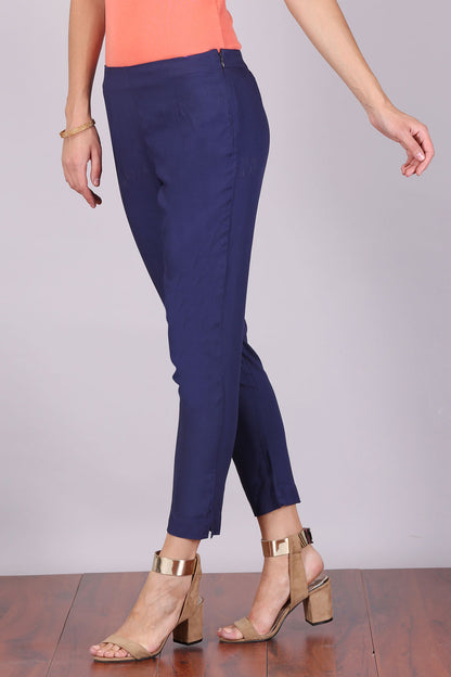 Navy Blue Slim Fit Trousers