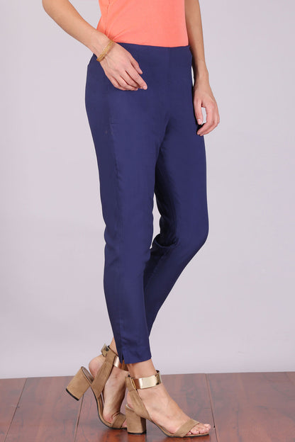 Navy Blue Slim Fit Trousers