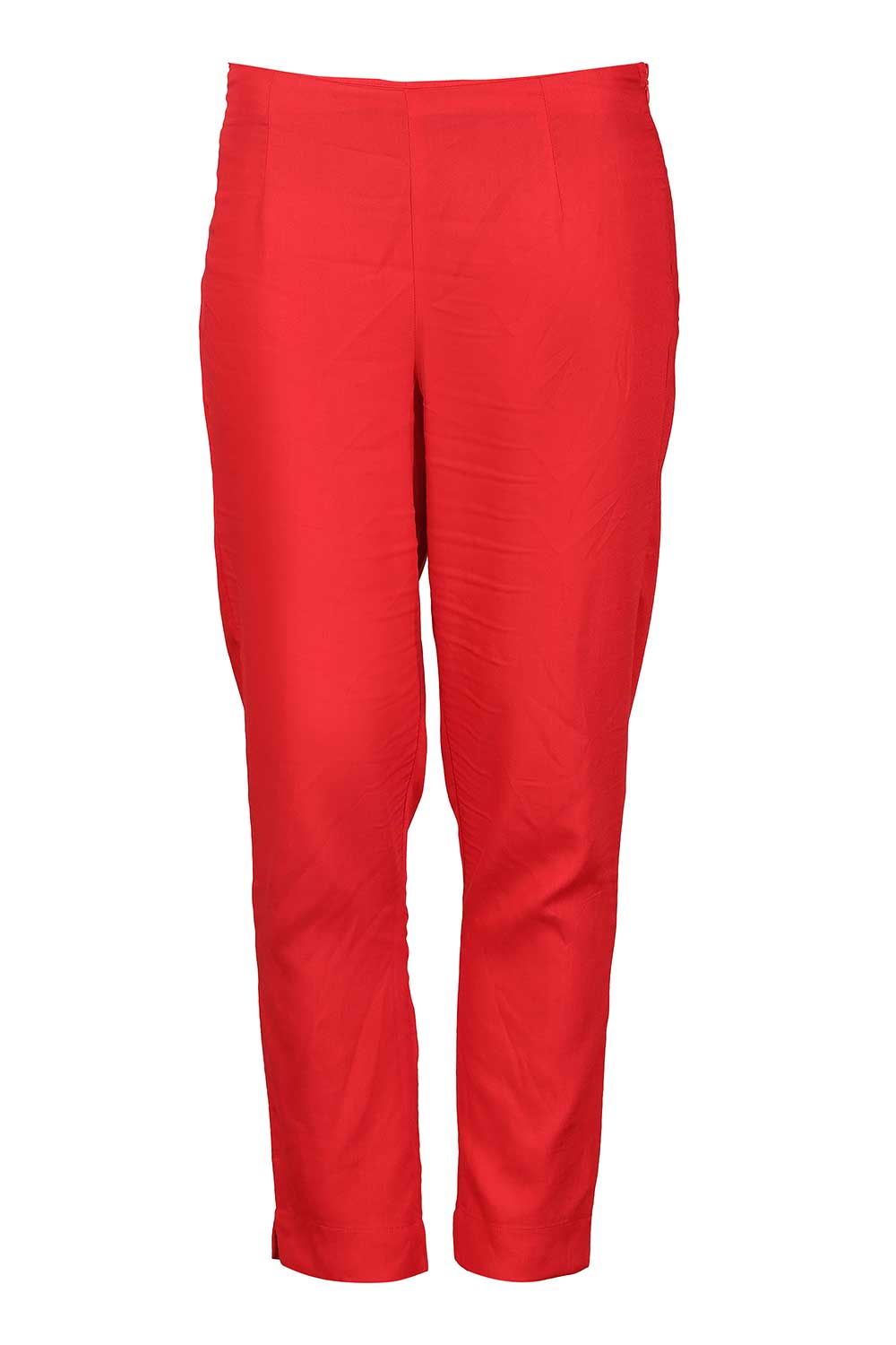 Brick Red Cropped Cotton Trousers