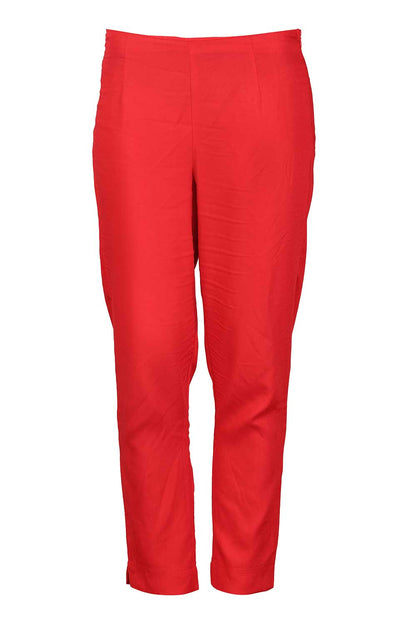 Brick Red Cropped Cotton Trousers