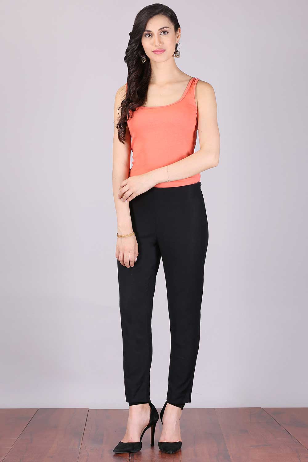 Black Cropped Cotton Trousers