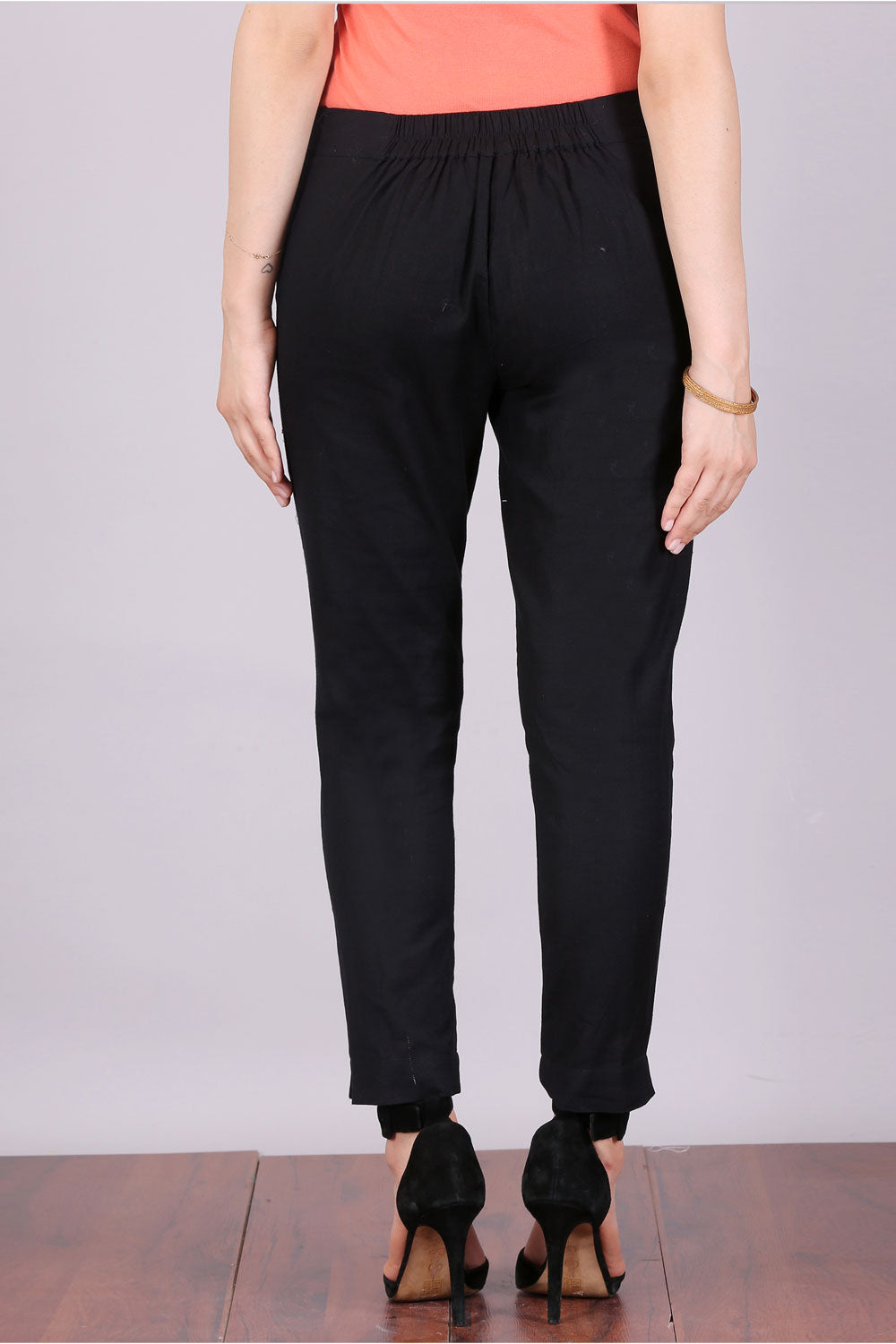 Black Cropped Cotton Trousers