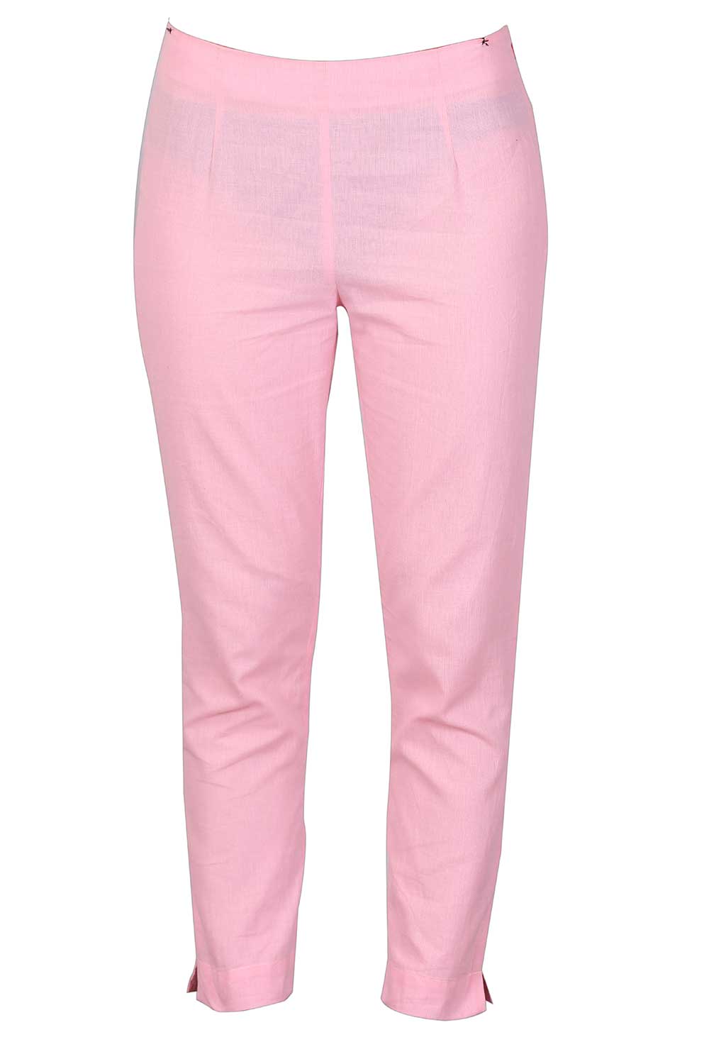 Light Pink Cropped Cotton Trousers