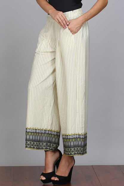 White Printed Pleated Palazzo