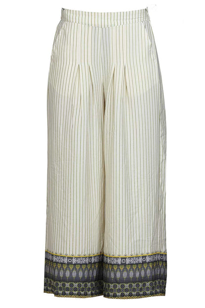 White Printed Pleated Palazzo