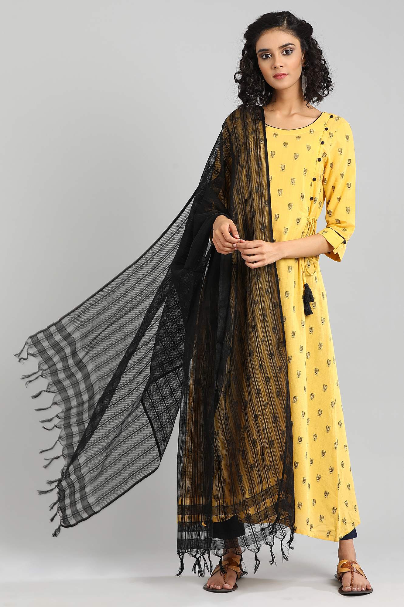 Black Self-Checked Dupatta