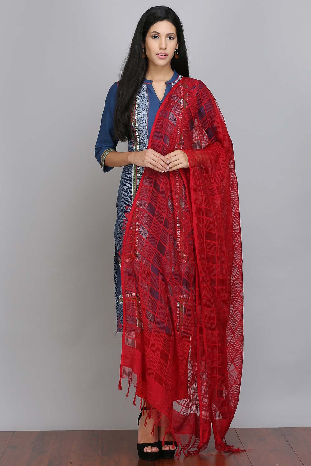 Red Checkered Dupatta