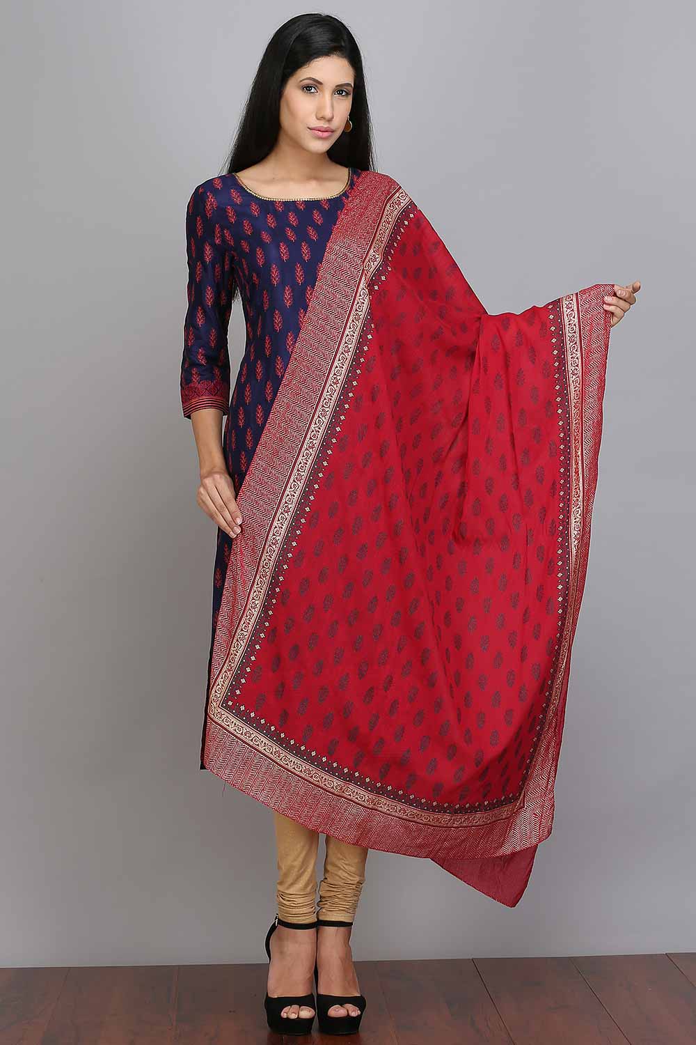 Red Printed Dupatta