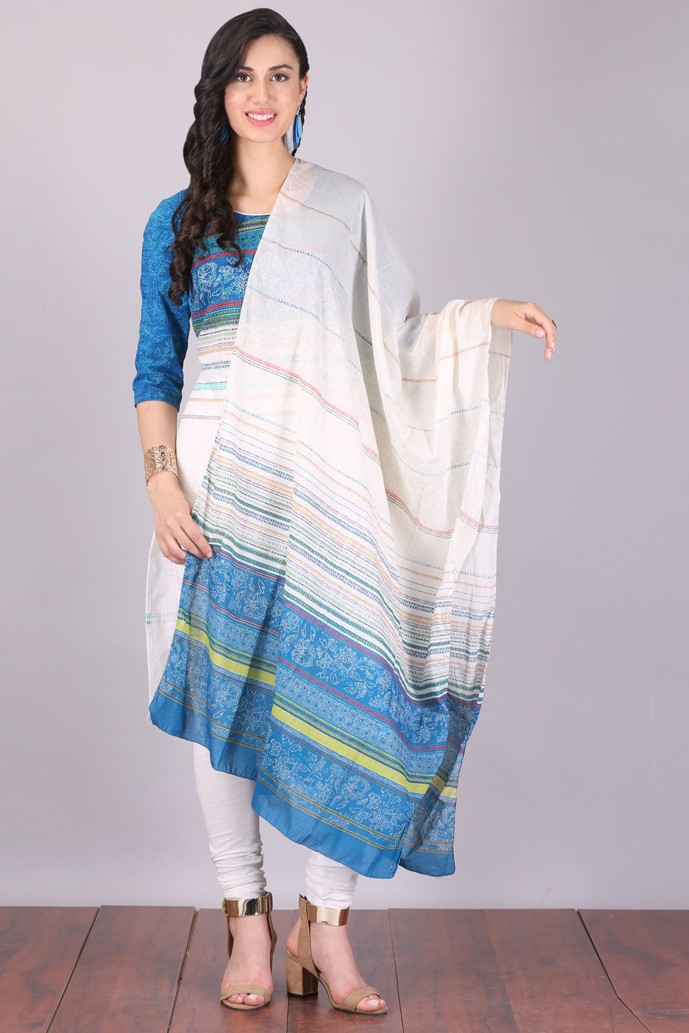 White Printed Dupatta