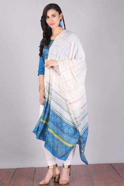 White Printed Dupatta