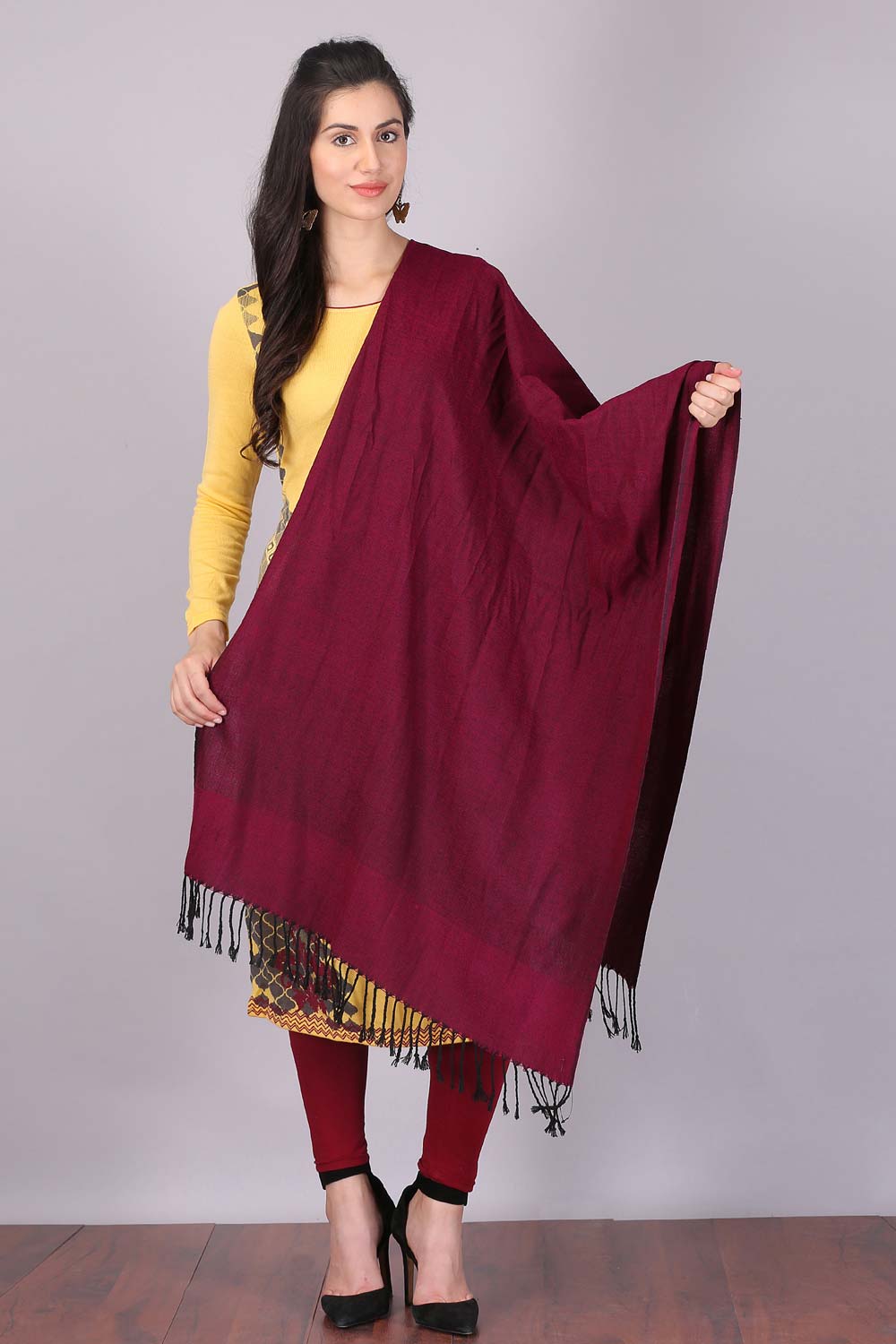 Maroon Solid Shawl - FS
