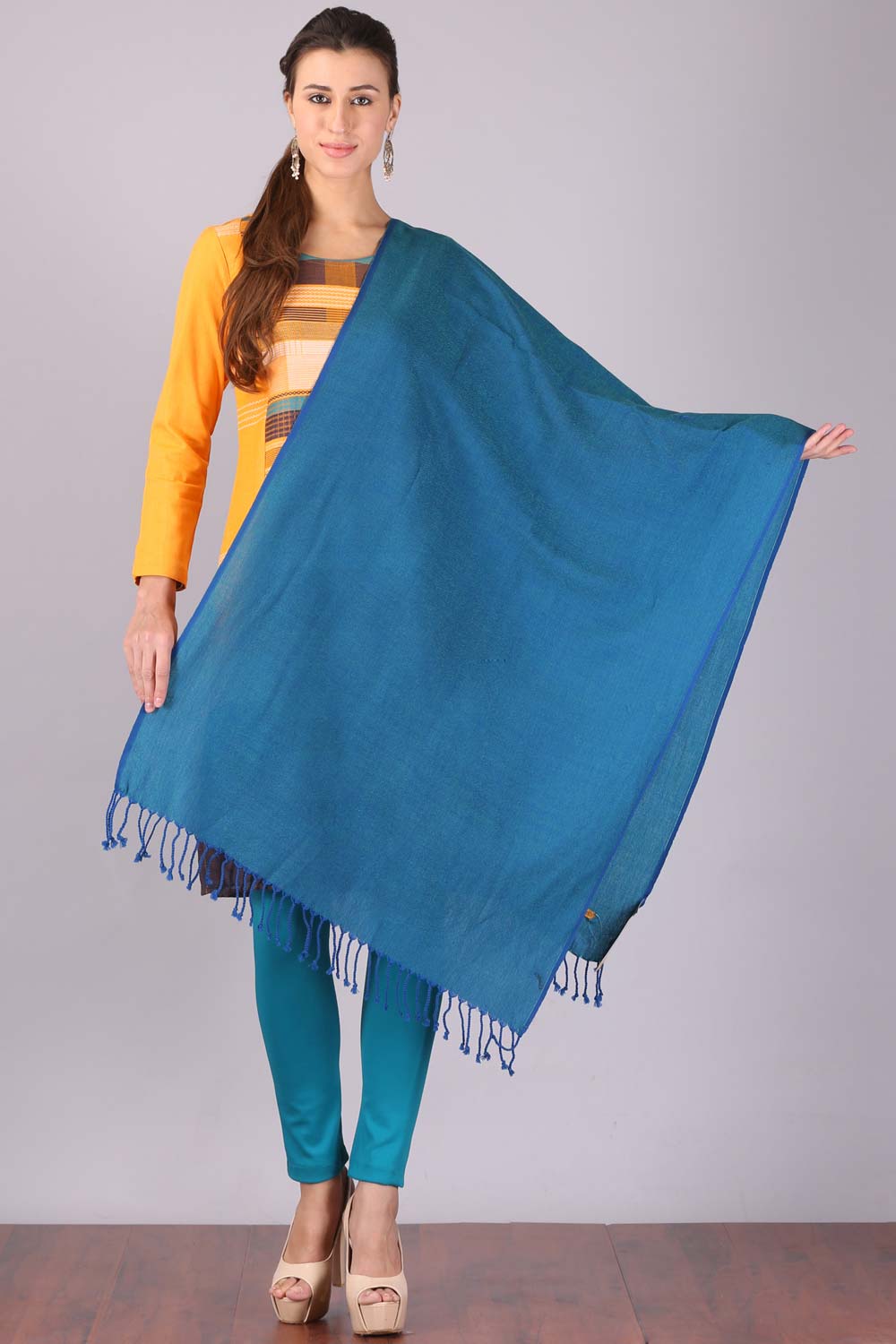 Blue Solid Shawl