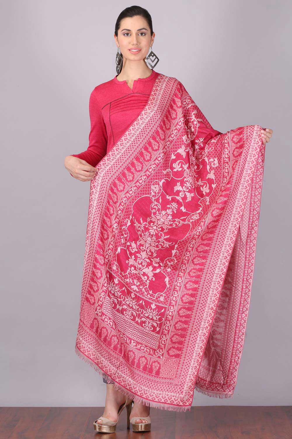 Pink Printed Shawl