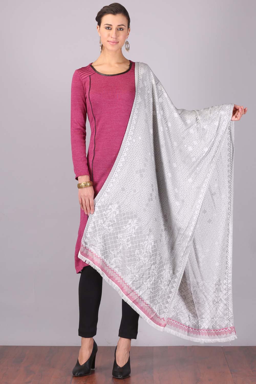 Grey Printed Shawl