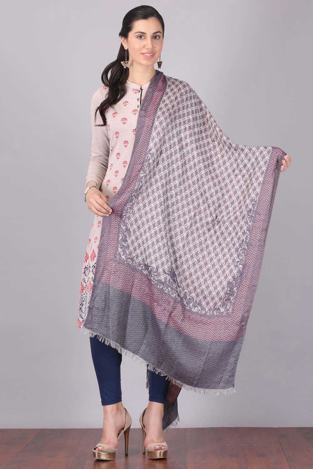 Grey Printed Shawl