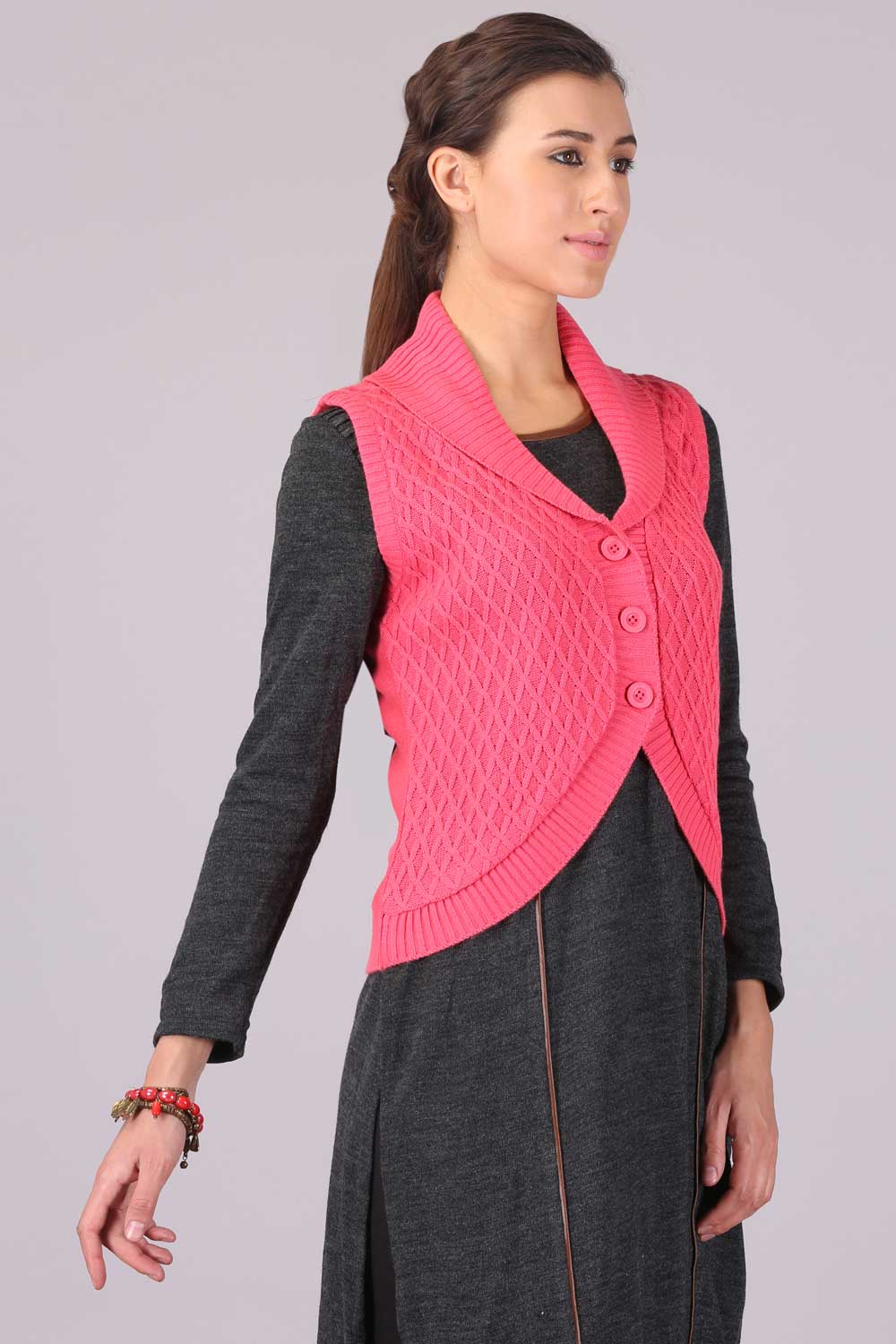 Pink Collar Neck Sweater