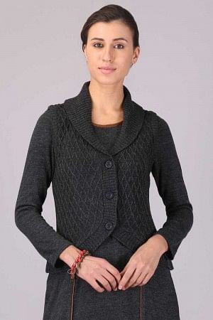 Dark Grey Collar Neck Sweater